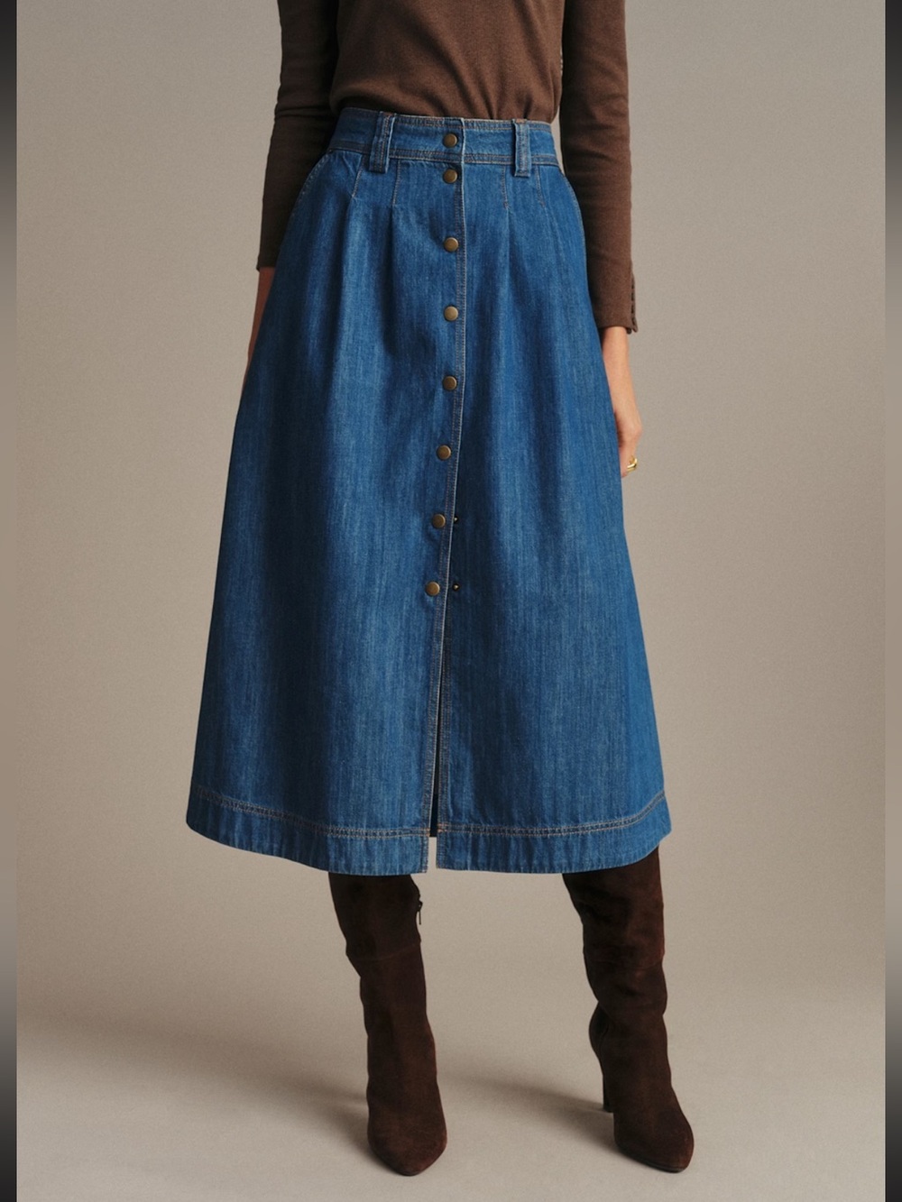 Sezane women’s denim skirt buttons size 38 us 6 - Picture 4 of 9